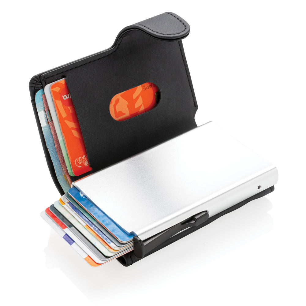 Branded Standard aluminium RFID cardholder with PU wallet