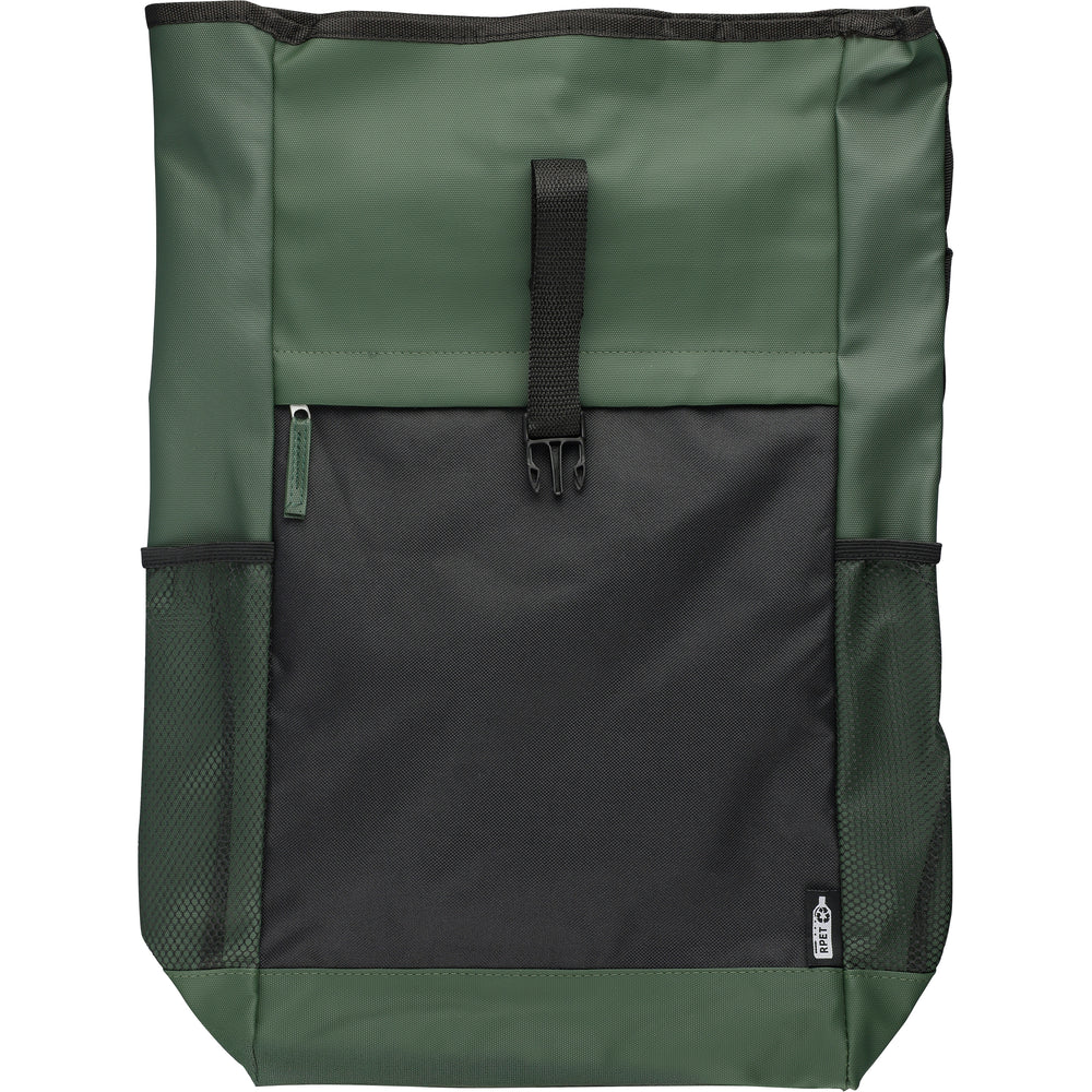 The Yani - RPET polyester roll-top backpack.