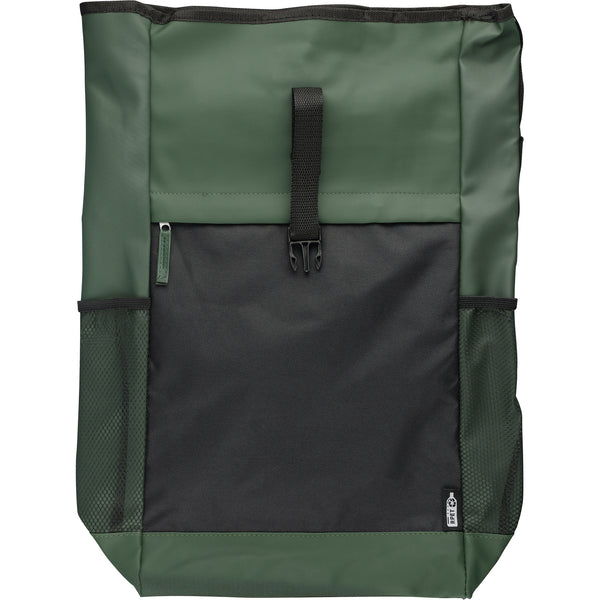 The Yani - RPET polyester roll-top backpack.