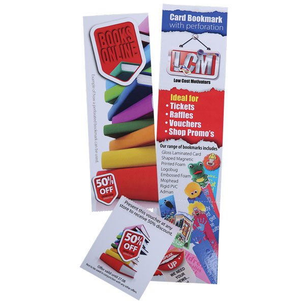 Perforated Bookmark with Coupon for Redemption