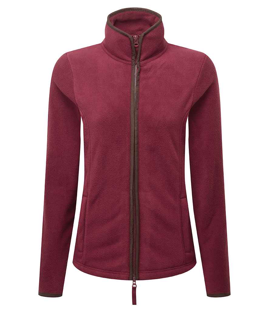 Premier Ladies Artisan Fleece Jacket Burgundy/Brown