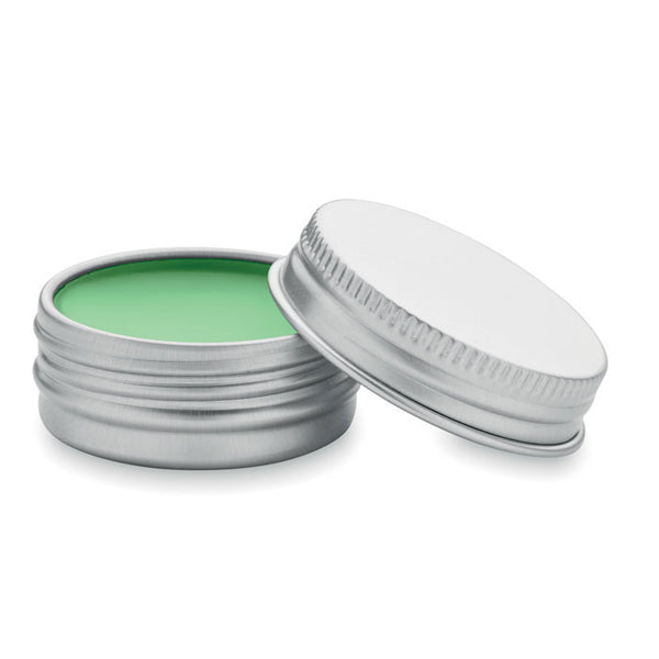 Branded Vegan lip balm in round tin