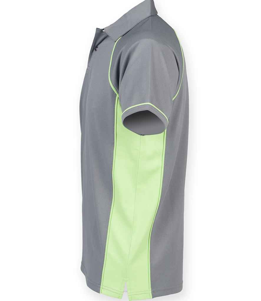Finden + Hales Performance Piped Polo Shirt Grey/Lime Green