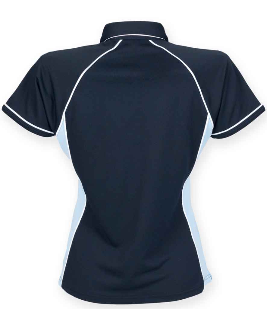 Finden + Hales Ladies Performance Piped Polo Shirt Navy/Sky Blue/White