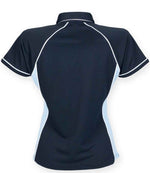 Finden + Hales Ladies Performance Piped Polo Shirt Navy/Sky Blue/White