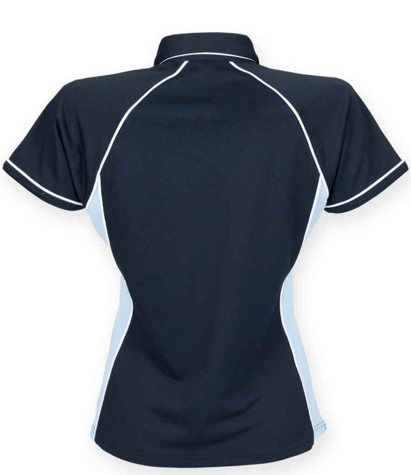 Finden + Hales Ladies Performance Piped Polo Shirt Navy/Sky Blue/White