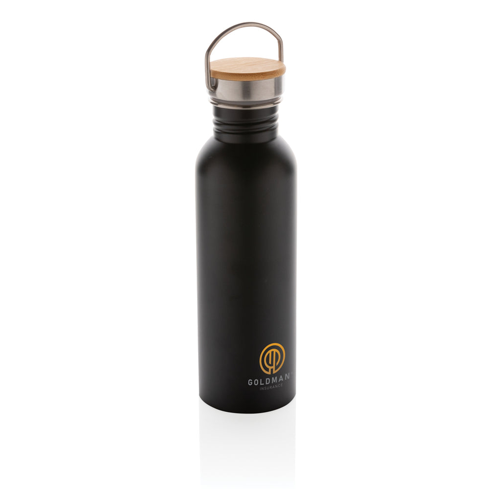 Branded Modern stainless steel bottle with bamboo lid