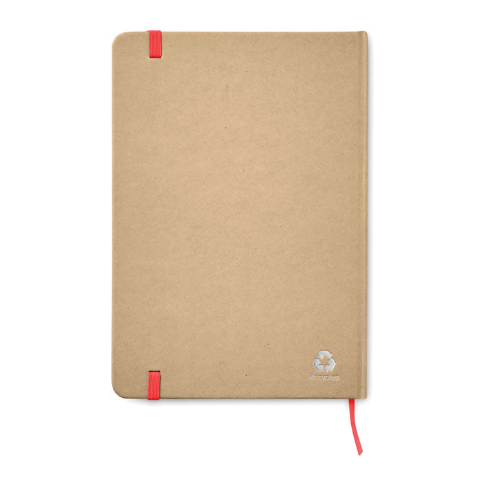 Branded A5 recycled notebook 80 lined with elastic strap