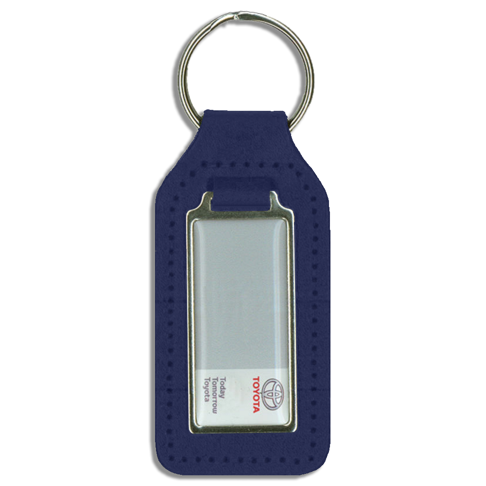 Branded Long Square Shaped Keyfob with Domed Medallion
