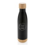 Vacuum stainless steel bottle with bamboo lid and bottom