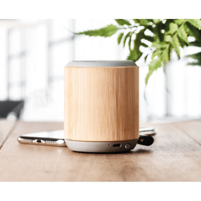 Branded 5.0 wireless Bamboo speaker with Strap