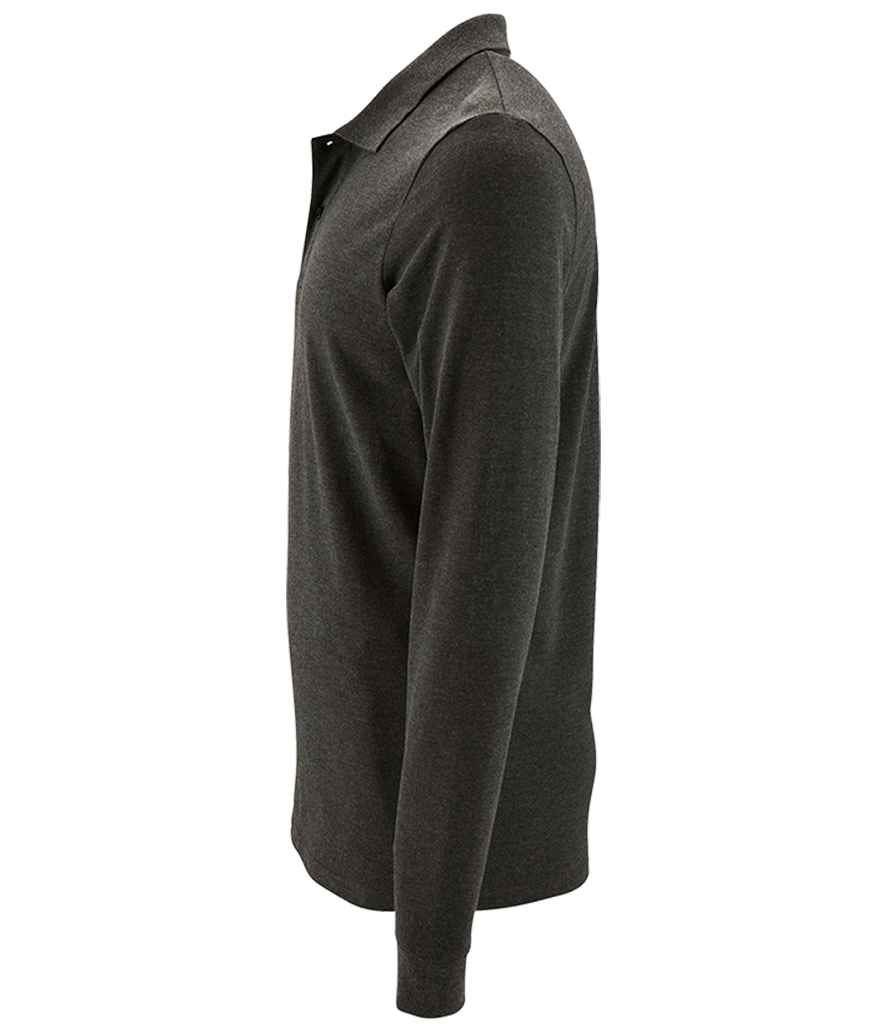 SOL'S Perfect Long Sleeve Piqué Polo Shirt Charcoal Marl