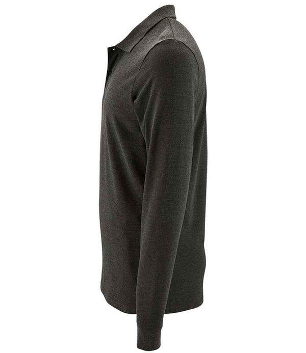 SOL'S Perfect Long Sleeve Piqué Polo Shirt Charcoal Marl