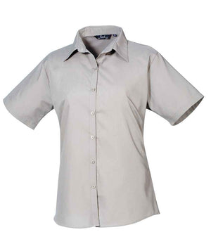 Premier Ladies Short Sleeve Poplin Blouse Silver
