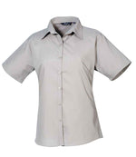 Premier Ladies Short Sleeve Poplin Blouse Silver