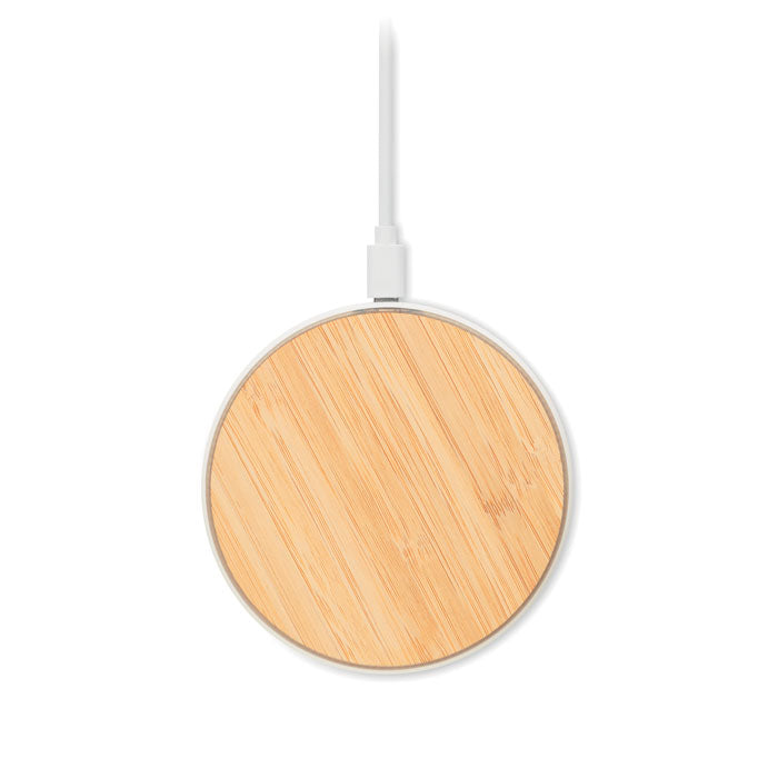 Branded Bamboo and Plastic wireless charger 10W