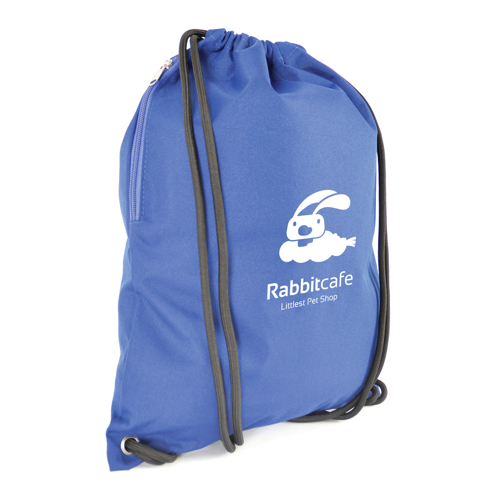 Branded 300D polyester drawstring bag with Thick cord and Side zip pocket