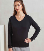 Premier Ladies Knitted Cotton Acrylic V Neck Sweater