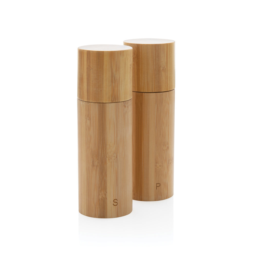 Branded Ukiyo bamboo salt and pepper mill set