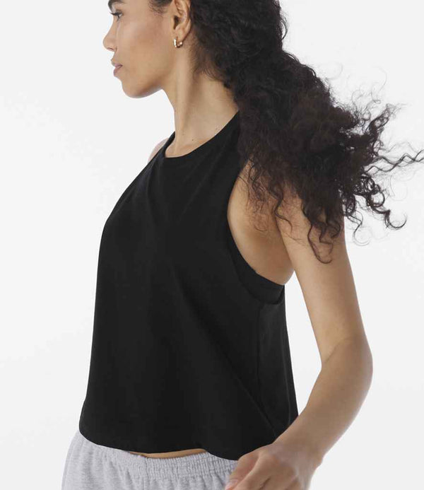 Bella Ladies Racer Back Cropped Tank Top Black