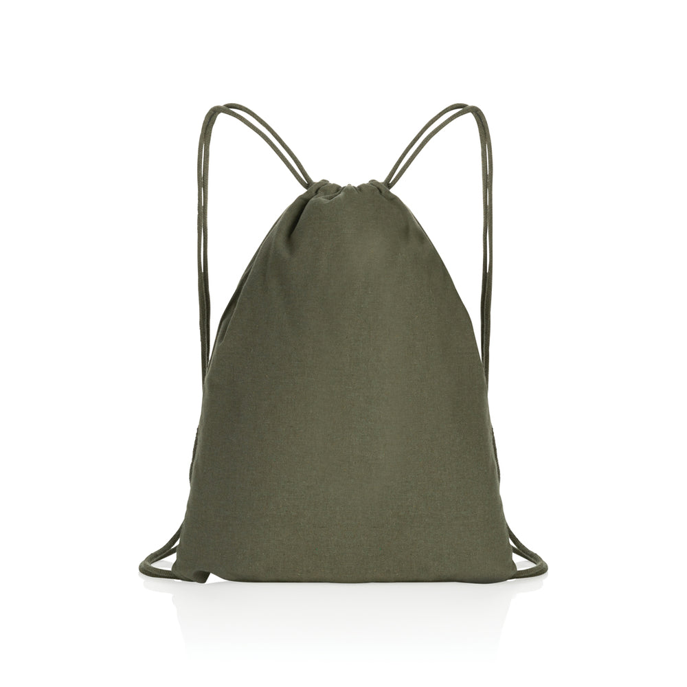Branded Impact AWARE™ recycled cotton drawstring backpack 145g