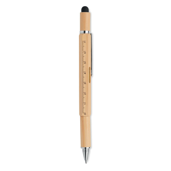 Branded Spirit level pen in bamboo