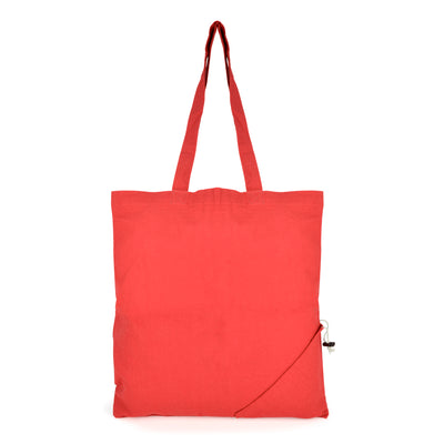 4oz cotton shopper. Foldable into corner pocket. Plastic Toggle