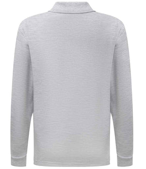 Fruit of the Loom Kids Long Sleeve Poly/Cotton Piqué Polo Shirt Heather Grey
