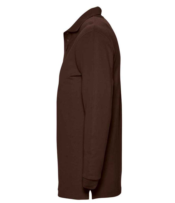 SOL'S Winter II Long Sleeve Cotton Piqué Polo Shirt Chocolate