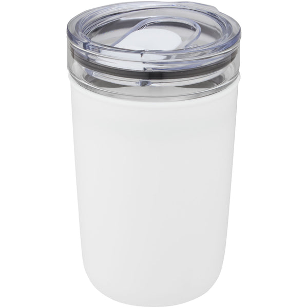 Branded Bello 420 ml glass tumbler with recycled plastic outer wall