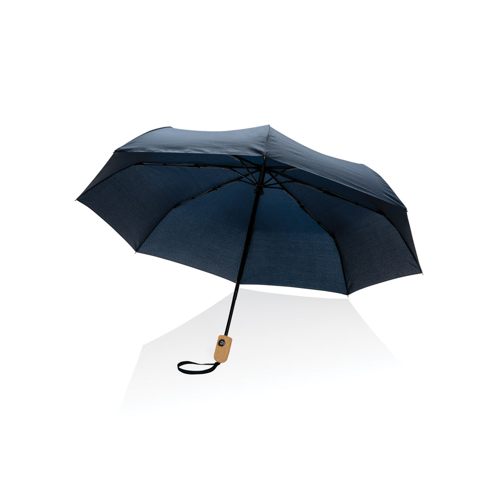 Branded 21" Impact AWARE™ RPET 190T bamboo auto open/close umbrella