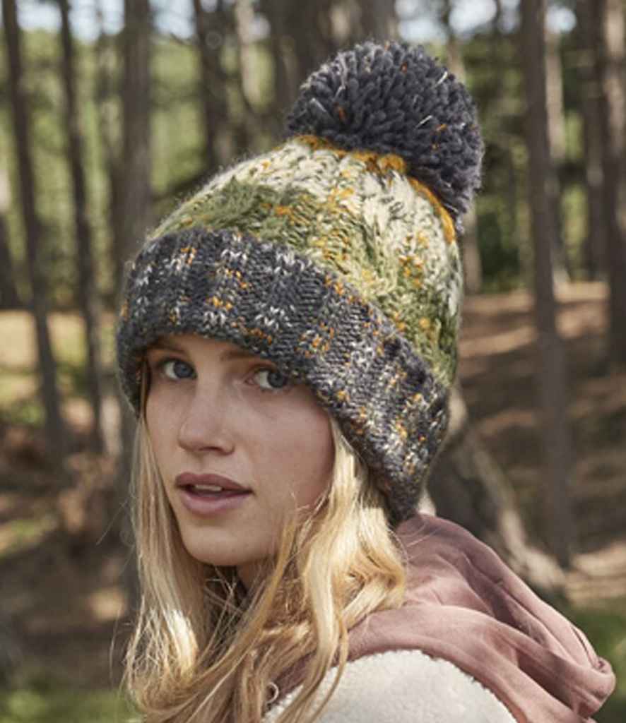 Beechfield Corkscrew Pom Pom Beanie | Branded Beanie