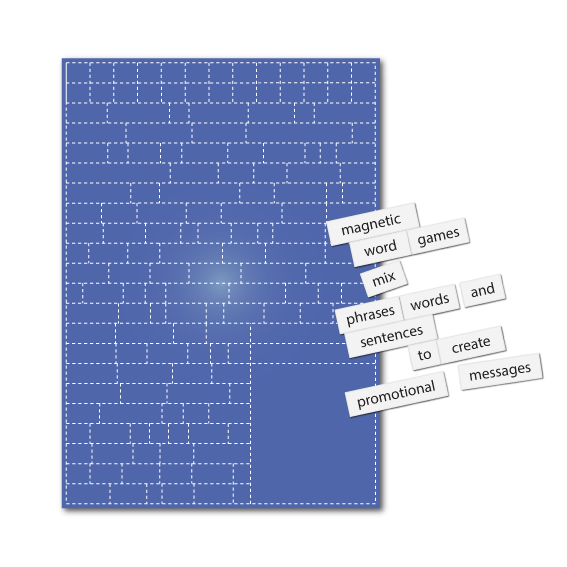 Magnet with kisscuts of words