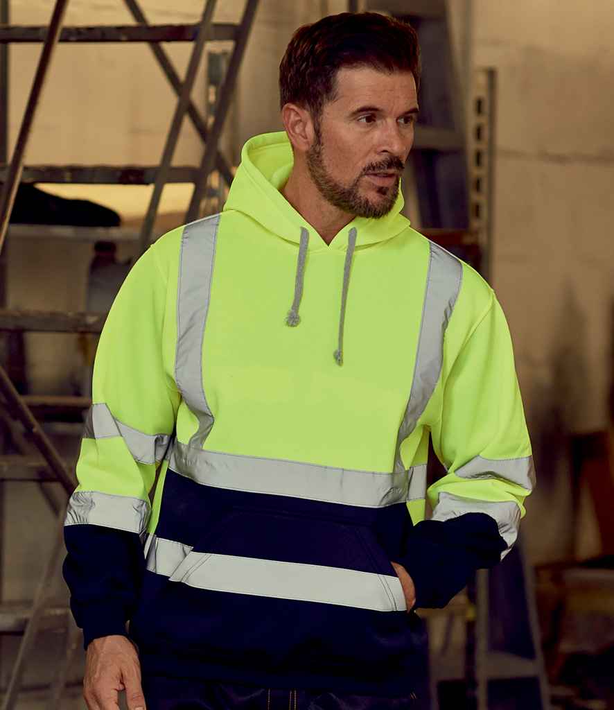 Yoko Hi-Vis Pull Over Hoodie Yellow/Navy