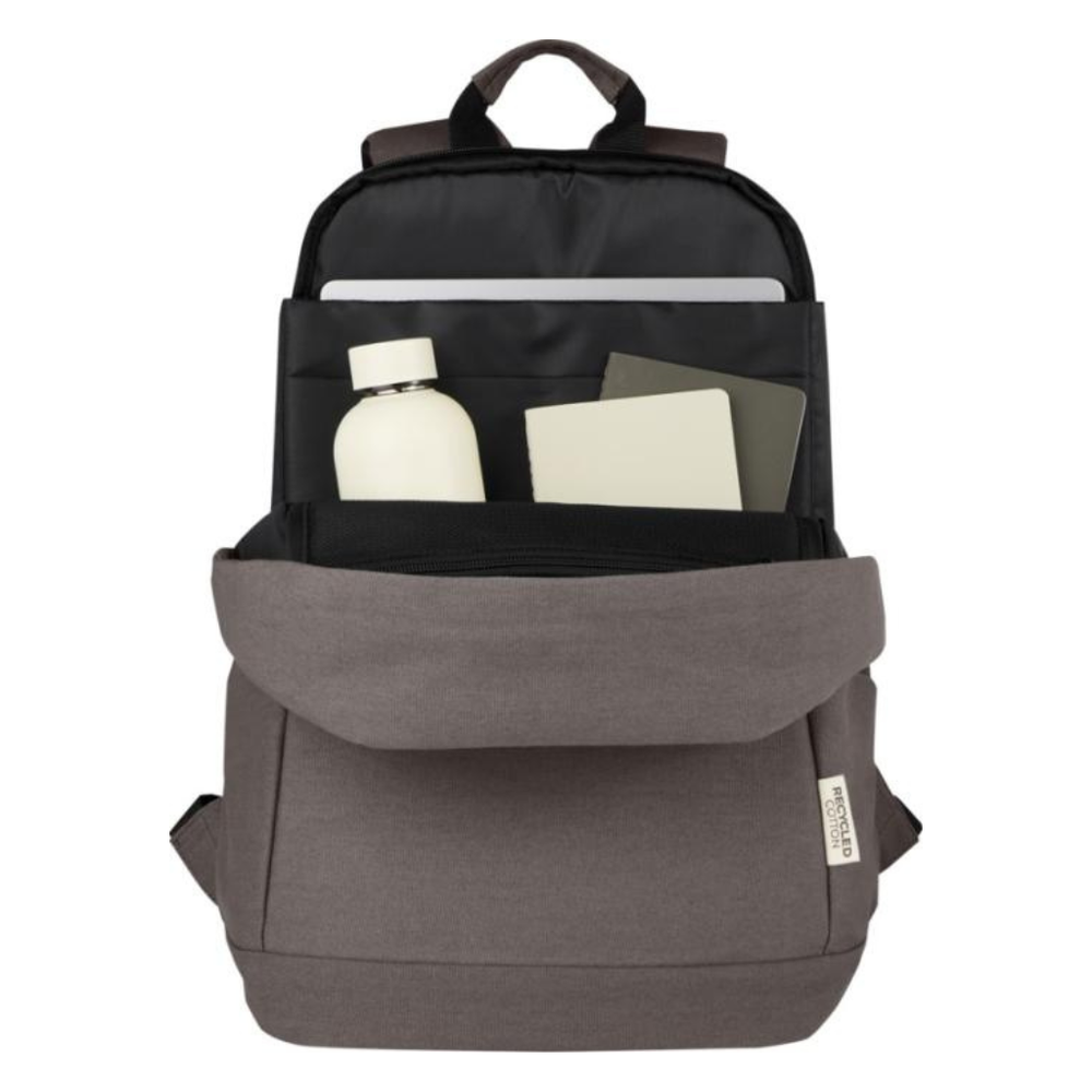 Branded Joey 15.6" GRS recycled canvas anti-theft laptop backpack 18L