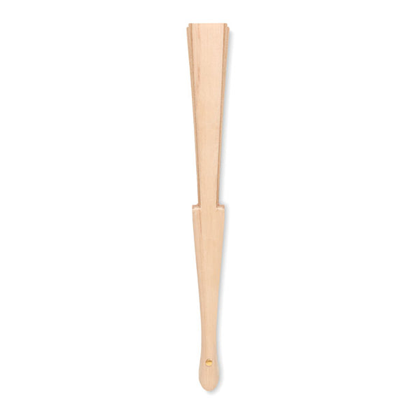 Branded Wood hand fan with cork fabric