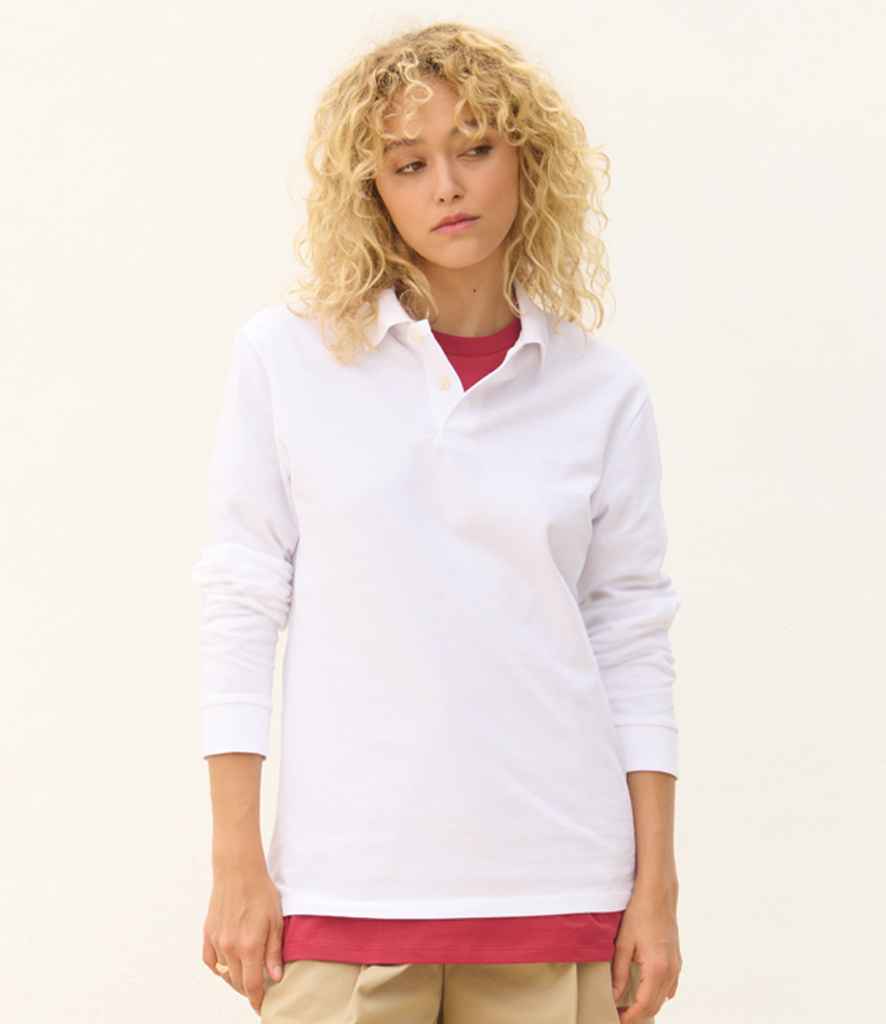 SOL'S Unisex Pacific Long Sleeve Piqué Polo Shirt White