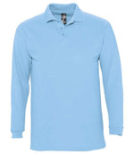 SOL'S Winter II Long Sleeve Cotton Piqué Polo Shirt Sky Blue
