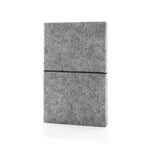 Branded GRS certified recycled felt A5 softcover notebook
