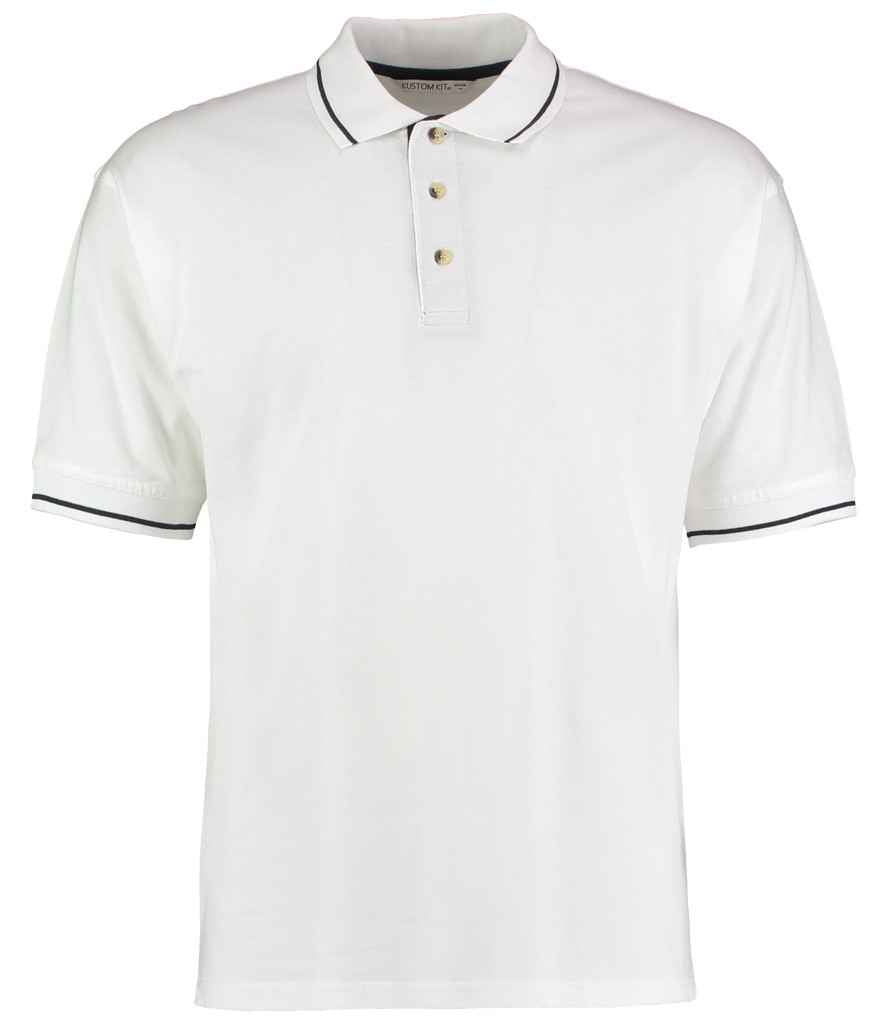 Kustom Kit St Mellion Tipped Cotton Piqué Polo Shirt White/Navy