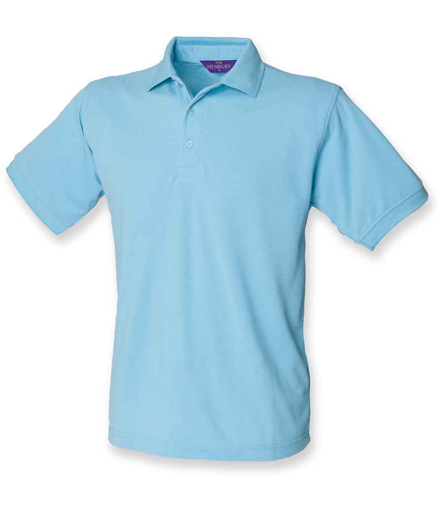 Henbury Heavy Poly/Cotton Piqué Polo Shirt Sky Blue