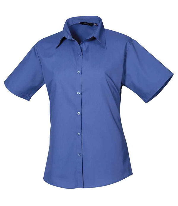 Premier Ladies Short Sleeve Poplin Blouse Royal Blue