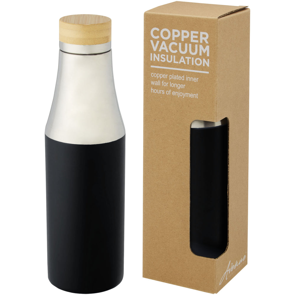 Branded Hulan 540 ml copper vacuum insulated stainless steel bottle with bamboo lid