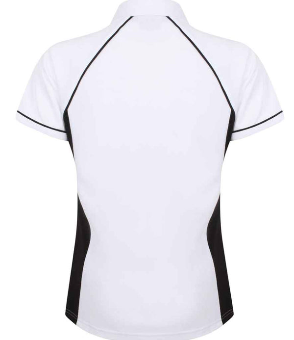 Finden + Hales Ladies Performance Piped Polo Shirt White/Black/Black