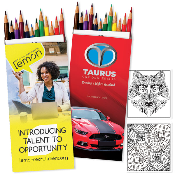 Pack of 12 Full Length Colouring Pencils with a Personalised Carton and Printed Insert