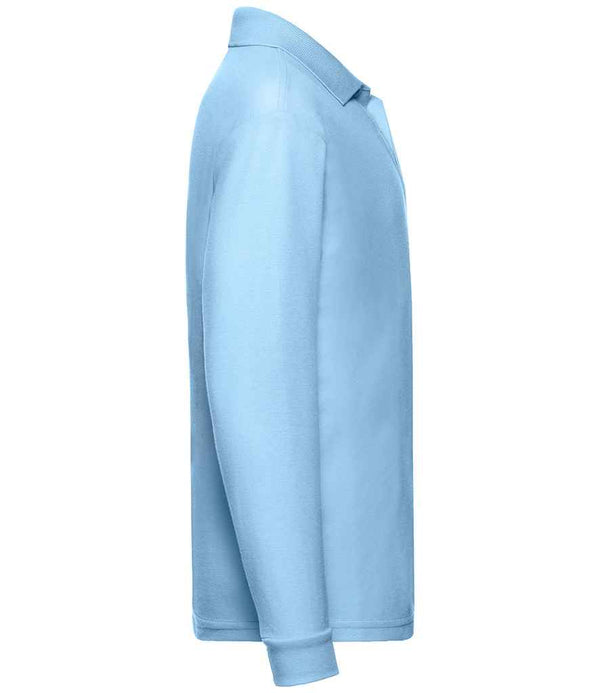 Fruit of the Loom Kids Long Sleeve Poly/Cotton Piqué Polo Shirt Sky Blue