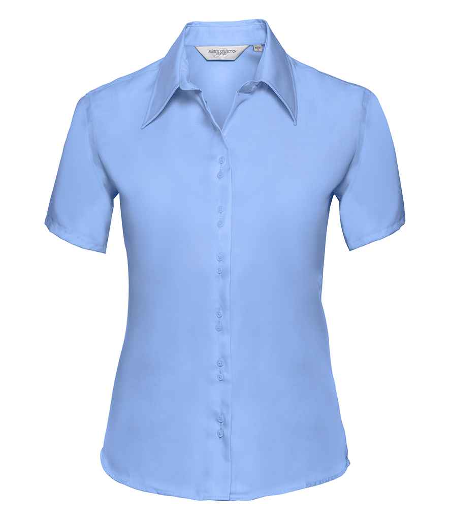 Russell Collection Ladies Short Sleeve Ultimate Non-Iron Shirt Bright Sky