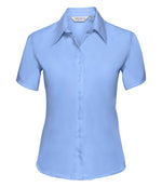 Russell Collection Ladies Short Sleeve Ultimate Non-Iron Shirt Bright Sky