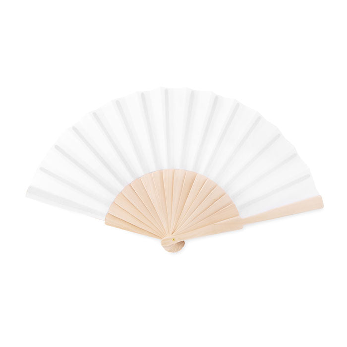 Branded Manual hand fan with wood handle