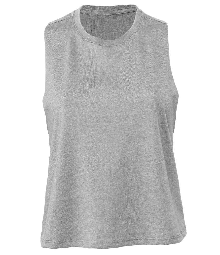 Bella Ladies Racer Back Cropped Tank Top Athletic Heather